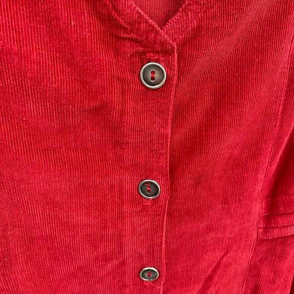 Vintage MATCH Jumper Maxi Dress Women M Red Cotton Corduroy Button Front Holiday - Picture 6 of 8
